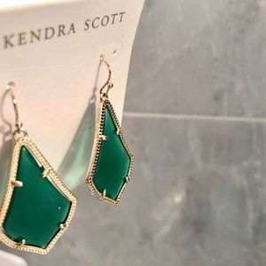Kendra Scott Gold-Tone and Green Inlay Earrings